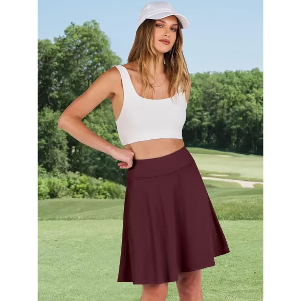 imageANRABESS Knee Length Skorts Skirts for Women with Pockets High Waisted Golf Tennis Skirts Casual Workout Builtin ShortsRed