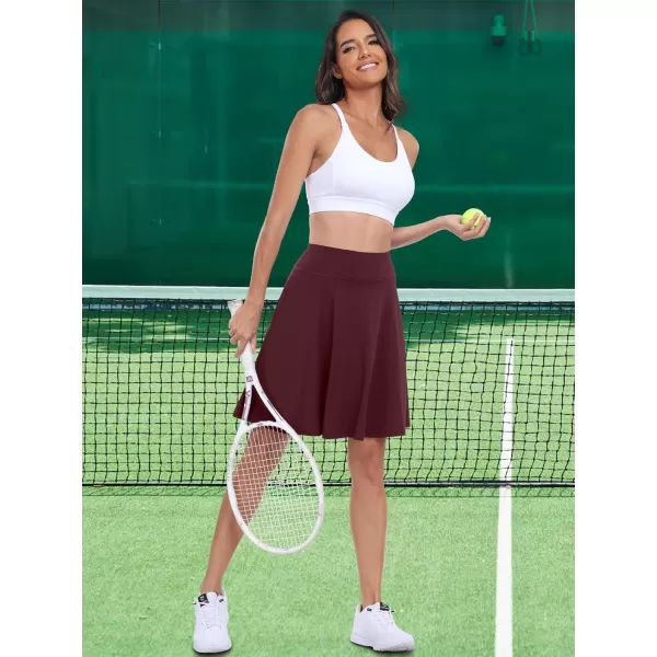 imageANRABESS Knee Length Skorts Skirts for Women with Pockets High Waisted Golf Tennis Skirts Casual Workout Builtin ShortsRed