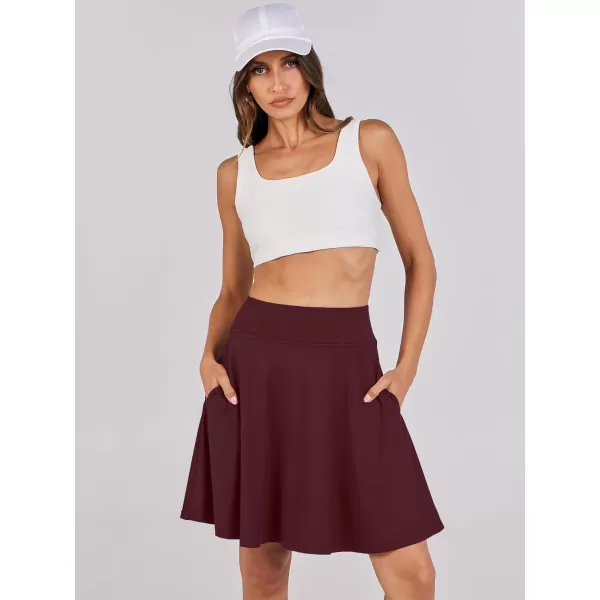 imageANRABESS Knee Length Skorts Skirts for Women with Pockets High Waisted Golf Tennis Skirts Casual Workout Builtin ShortsRed