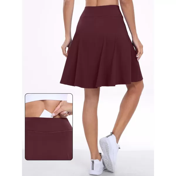 imageANRABESS Knee Length Skorts Skirts for Women with Pockets High Waisted Golf Tennis Skirts Casual Workout Builtin ShortsRed