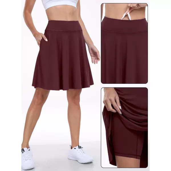 imageANRABESS Knee Length Skorts Skirts for Women with Pockets High Waisted Golf Tennis Skirts Casual Workout Builtin ShortsRed