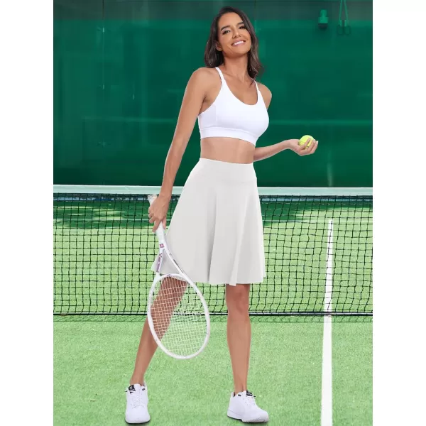 imageANRABESS Knee Length Skorts Skirts for Women with Pockets High Waisted Golf Tennis Skirts Casual Workout Builtin ShortsWhite