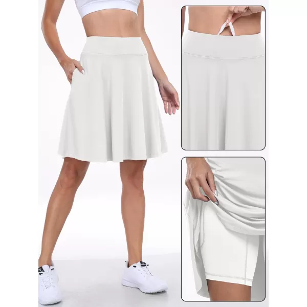 imageANRABESS Knee Length Skorts Skirts for Women with Pockets High Waisted Golf Tennis Skirts Casual Workout Builtin ShortsWhite