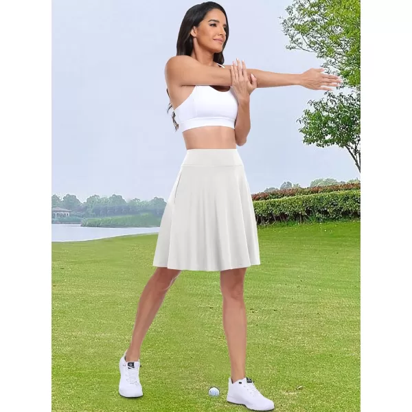 imageANRABESS Knee Length Skorts Skirts for Women with Pockets High Waisted Golf Tennis Skirts Casual Workout Builtin ShortsWhite