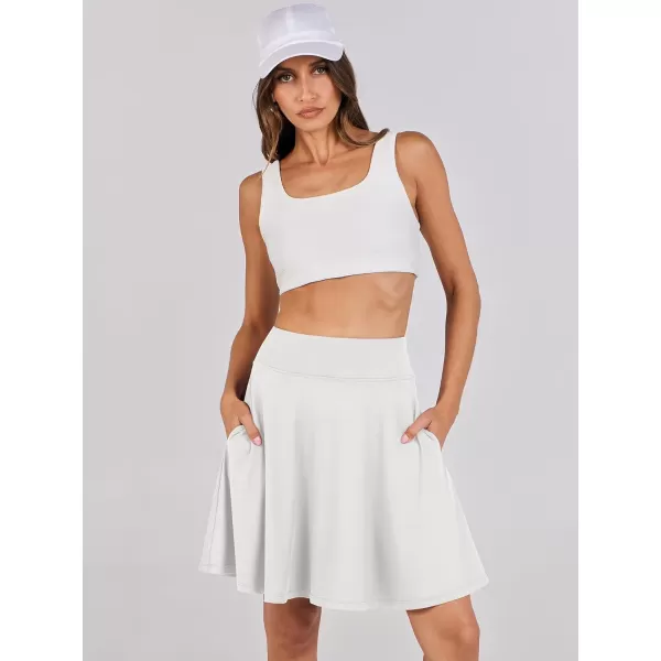 imageANRABESS Knee Length Skorts Skirts for Women with Pockets High Waisted Golf Tennis Skirts Casual Workout Builtin ShortsWhite