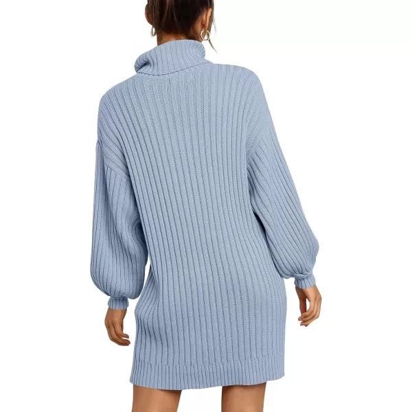 imageANRABESS Oversized Sweaters Dress for Women Turtleneck Batwing Sleeve 2023 Fall Winter Casual Short DressBlue
