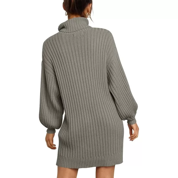 imageANRABESS Oversized Sweaters Dress for Women Turtleneck Batwing Sleeve 2023 Fall Winter Casual Short DressCoffee Gray