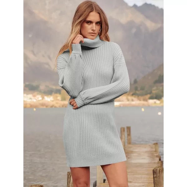 imageANRABESS Oversized Sweaters Dress for Women Turtleneck Batwing Sleeve 2023 Fall Winter Casual Short DressGrey