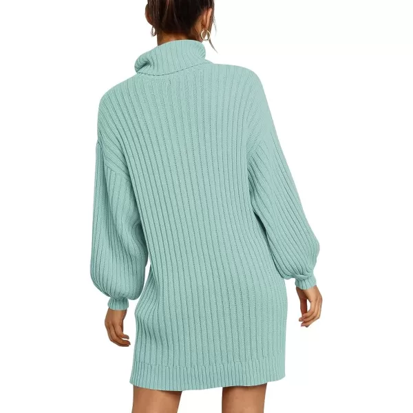 imageANRABESS Oversized Sweaters Dress for Women Turtleneck Batwing Sleeve 2023 Fall Winter Casual Short DressLake