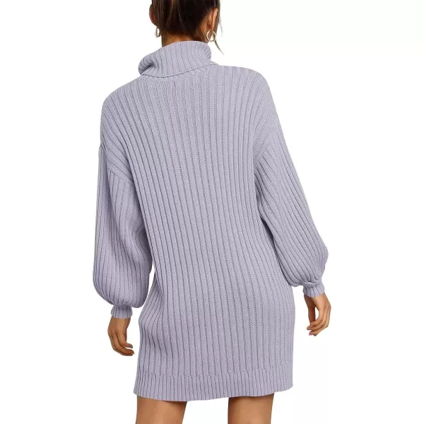 imageANRABESS Oversized Sweaters Dress for Women Turtleneck Batwing Sleeve 2023 Fall Winter Casual Short DressLight Purple