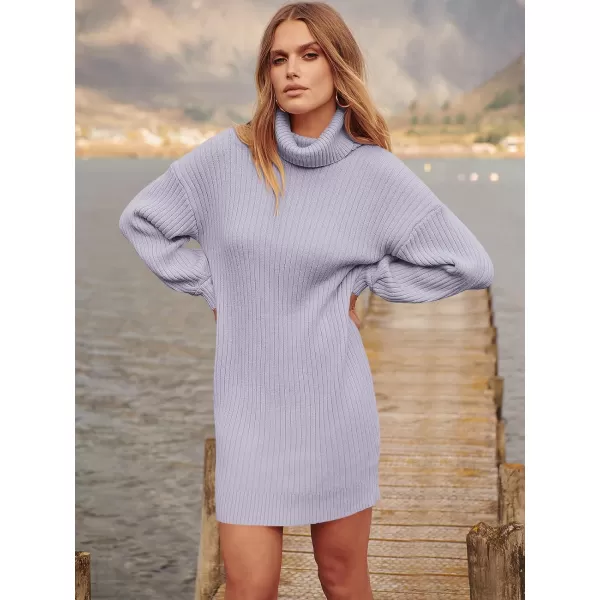imageANRABESS Oversized Sweaters Dress for Women Turtleneck Batwing Sleeve 2023 Fall Winter Casual Short DressLight Purple