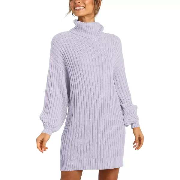 imageANRABESS Oversized Sweaters Dress for Women Turtleneck Batwing Sleeve 2023 Fall Winter Casual Short DressLight Purple