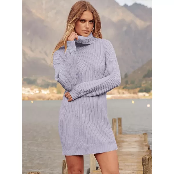 imageANRABESS Oversized Sweaters Dress for Women Turtleneck Batwing Sleeve 2023 Fall Winter Casual Short DressLight Purple