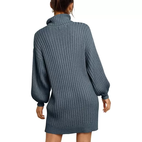 imageANRABESS Oversized Sweaters Dress for Women Turtleneck Batwing Sleeve 2023 Fall Winter Casual Short DressNavyblue