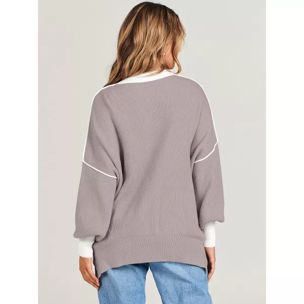 imageANRABESS Oversized Sweaters for Women Fall 2023 Crewneck Batwing Long Sleeve Side Slit Knit Pullover Sweater Tops JumperPink Apricot