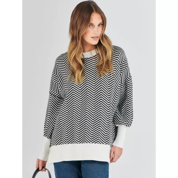 imageANRABESS Oversized Sweaters for Women Fall 2023 Crewneck Batwing Long Sleeve Side Slit Knit Pullover Sweater Tops JumperWave Black