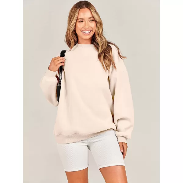 imageANRABESS Oversized Sweatshirt for Women Fleece Long Sleeve Crewneck Casual Pullover Top Fall 2023 Trendy ClothesApricot