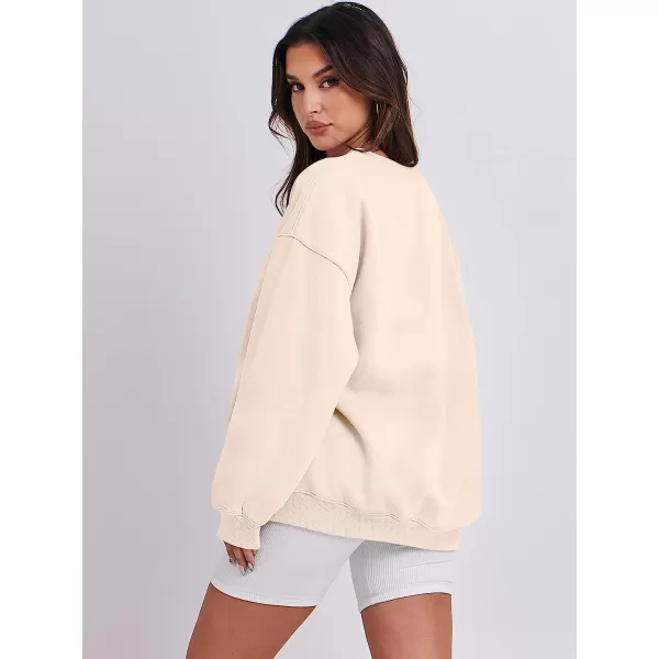 imageANRABESS Oversized Sweatshirt for Women Fleece Long Sleeve Crewneck Casual Pullover Top Fall 2023 Trendy ClothesApricot