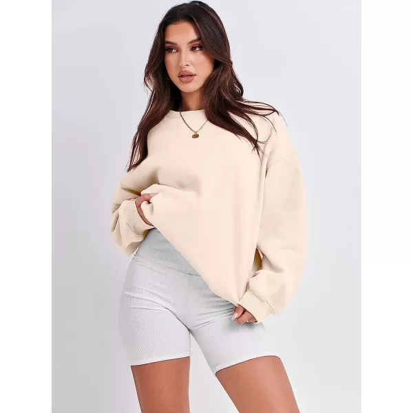 imageANRABESS Oversized Sweatshirt for Women Fleece Long Sleeve Crewneck Casual Pullover Top Fall 2023 Trendy ClothesApricot