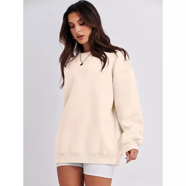 imageANRABESS Oversized Sweatshirt for Women Fleece Long Sleeve Crewneck Casual Pullover Top Fall 2023 Trendy ClothesApricot