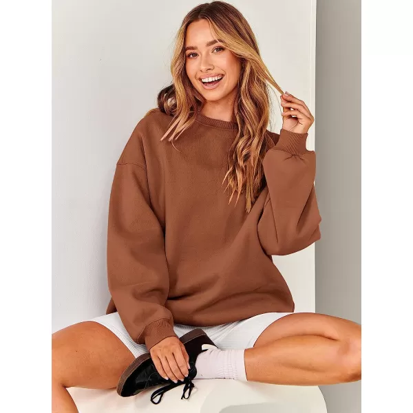 imageANRABESS Oversized Sweatshirt for Women Fleece Long Sleeve Crewneck Casual Pullover Top Fall 2023 Trendy ClothesCaramel
