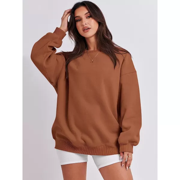 imageANRABESS Oversized Sweatshirt for Women Fleece Long Sleeve Crewneck Casual Pullover Top Fall 2023 Trendy ClothesCaramel