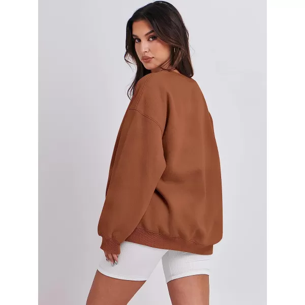 imageANRABESS Oversized Sweatshirt for Women Fleece Long Sleeve Crewneck Casual Pullover Top Fall 2023 Trendy ClothesCaramel