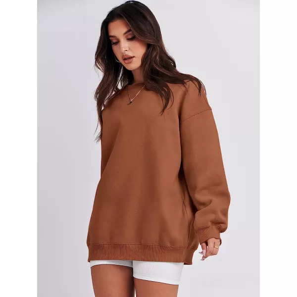 imageANRABESS Oversized Sweatshirt for Women Fleece Long Sleeve Crewneck Casual Pullover Top Fall 2023 Trendy ClothesCaramel