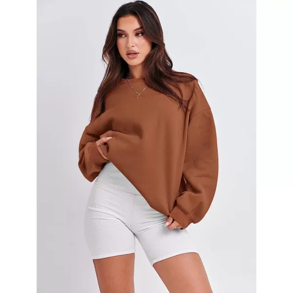 imageANRABESS Oversized Sweatshirt for Women Fleece Long Sleeve Crewneck Casual Pullover Top Fall 2023 Trendy ClothesCaramel