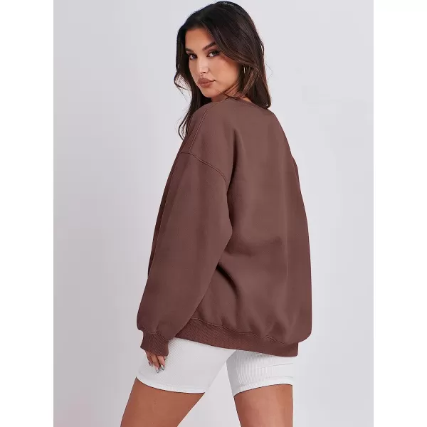 imageANRABESS Oversized Sweatshirt for Women Fleece Long Sleeve Crewneck Casual Pullover Top Fall 2023 Trendy ClothesCoffee