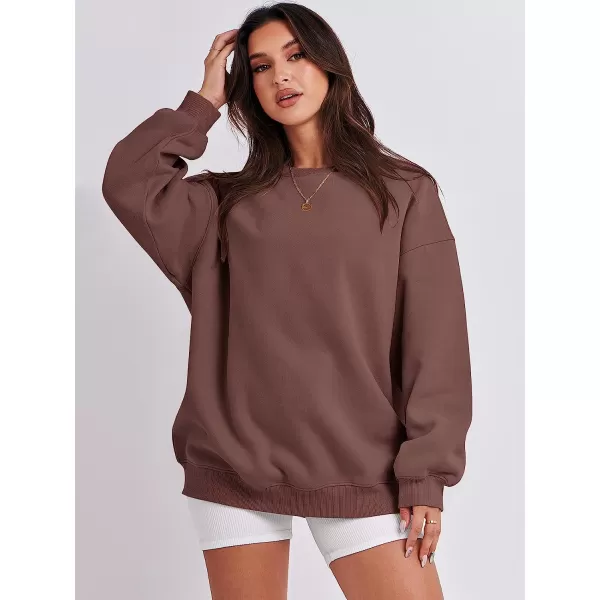 imageANRABESS Oversized Sweatshirt for Women Fleece Long Sleeve Crewneck Casual Pullover Top Fall 2023 Trendy ClothesCoffee