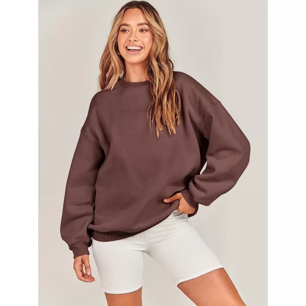 imageANRABESS Oversized Sweatshirt for Women Fleece Long Sleeve Crewneck Casual Pullover Top Fall 2023 Trendy ClothesCoffee