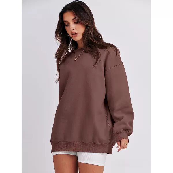 imageANRABESS Oversized Sweatshirt for Women Fleece Long Sleeve Crewneck Casual Pullover Top Fall 2023 Trendy ClothesCoffee