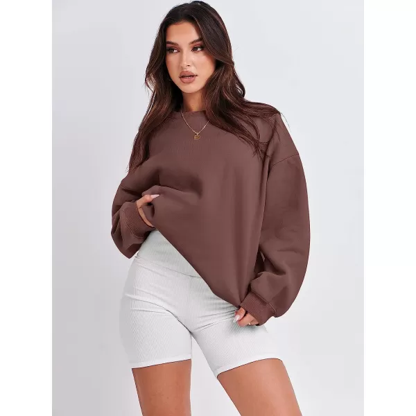 imageANRABESS Oversized Sweatshirt for Women Fleece Long Sleeve Crewneck Casual Pullover Top Fall 2023 Trendy ClothesCoffee