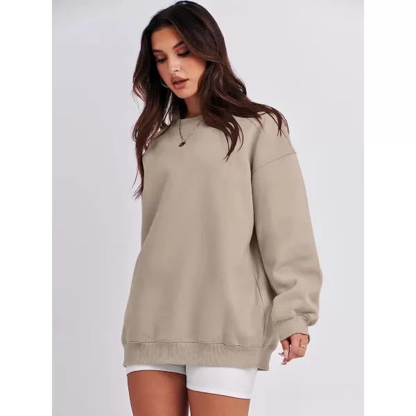 imageANRABESS Oversized Sweatshirt for Women Fleece Long Sleeve Crewneck Casual Pullover Top Fall 2023 Trendy ClothesLight Brown