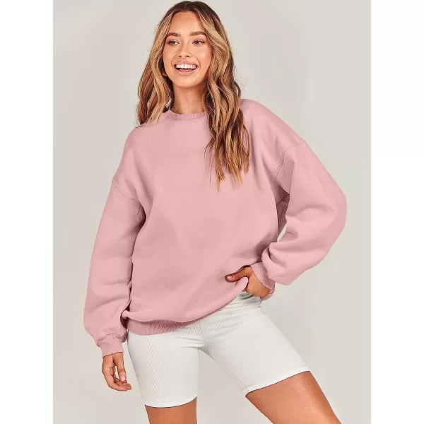 imageANRABESS Oversized Sweatshirt for Women Fleece Long Sleeve Crewneck Casual Pullover Top Fall 2023 Trendy ClothesPink