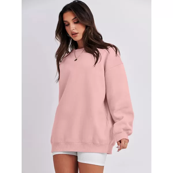 imageANRABESS Oversized Sweatshirt for Women Fleece Long Sleeve Crewneck Casual Pullover Top Fall 2023 Trendy ClothesPink