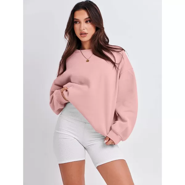 imageANRABESS Oversized Sweatshirt for Women Fleece Long Sleeve Crewneck Casual Pullover Top Fall 2023 Trendy ClothesPink