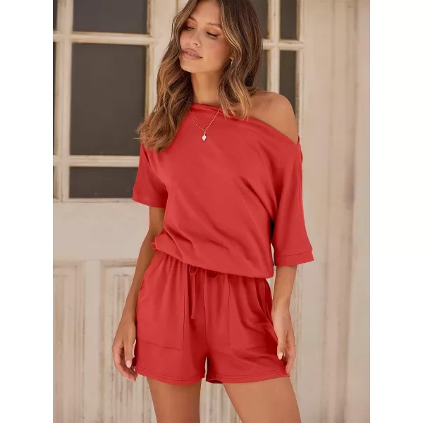 imageANRABESS Rompers for Women Summer 2024 Casual One Piece Jumpsuits Short Pants Fashion Outfits Clothes Loungewear Pockets05 Peach