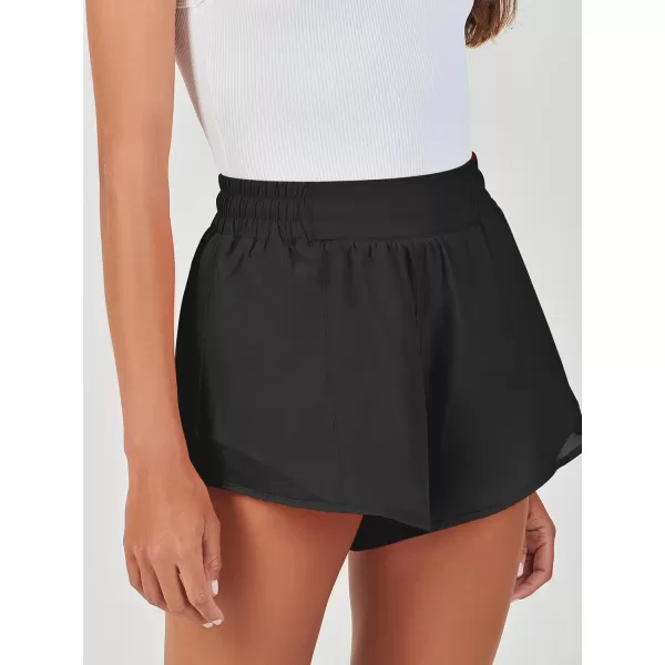 imageANRABESS Running Shorts for Women Quick Dry Athletic Sports Shorts Lightweight Active Workout Gym Shorts with Zip PocketBlack