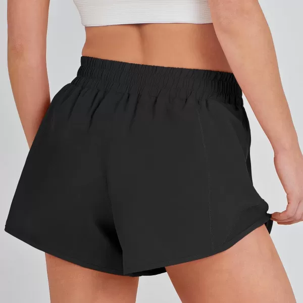 imageANRABESS Running Shorts for Women Quick Dry Athletic Sports Shorts Lightweight Active Workout Gym Shorts with Zip PocketBlack