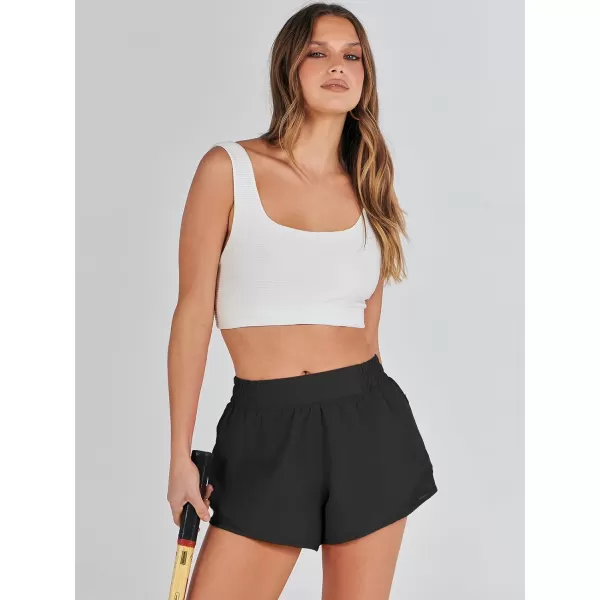 imageANRABESS Running Shorts for Women Quick Dry Athletic Sports Shorts Lightweight Active Workout Gym Shorts with Zip PocketBlack