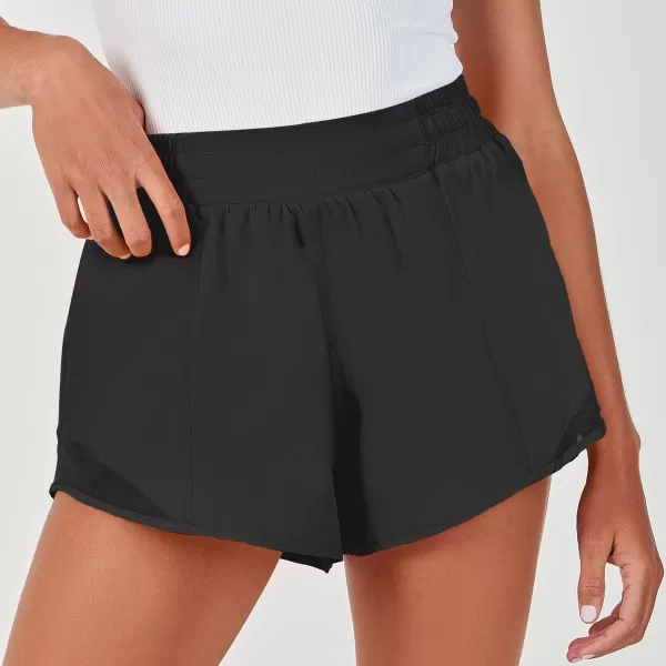 imageANRABESS Running Shorts for Women Quick Dry Athletic Sports Shorts Lightweight Active Workout Gym Shorts with Zip PocketBlack