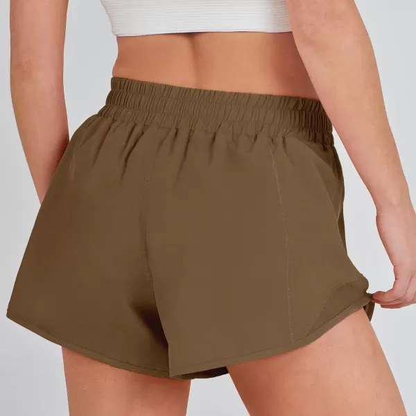 imageANRABESS Running Shorts for Women Quick Dry Athletic Sports Shorts Lightweight Active Workout Gym Shorts with Zip PocketCoffee