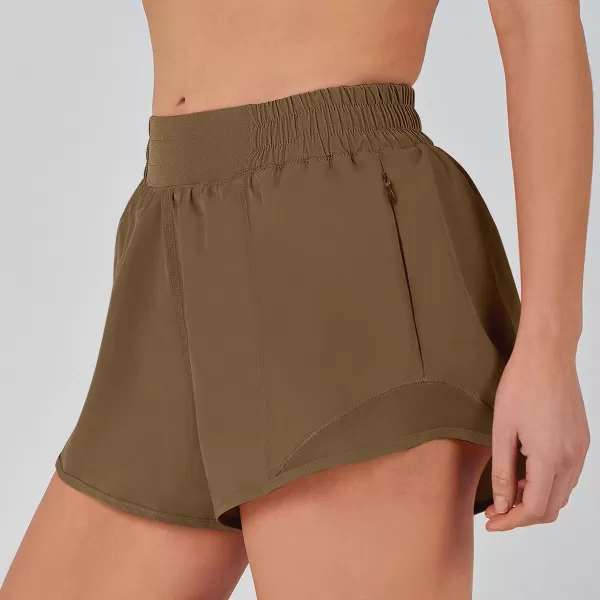 imageANRABESS Running Shorts for Women Quick Dry Athletic Sports Shorts Lightweight Active Workout Gym Shorts with Zip PocketCoffee