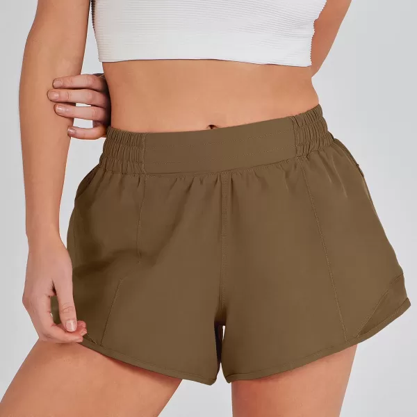 imageANRABESS Running Shorts for Women Quick Dry Athletic Sports Shorts Lightweight Active Workout Gym Shorts with Zip PocketCoffee