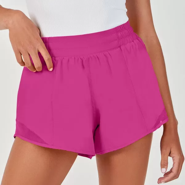 imageANRABESS Running Shorts for Women Quick Dry Athletic Sports Shorts Lightweight Active Workout Gym Shorts with Zip PocketHot Pink