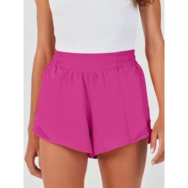 imageANRABESS Running Shorts for Women Quick Dry Athletic Sports Shorts Lightweight Active Workout Gym Shorts with Zip PocketHot Pink