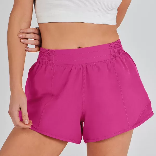 imageANRABESS Running Shorts for Women Quick Dry Athletic Sports Shorts Lightweight Active Workout Gym Shorts with Zip PocketHot Pink