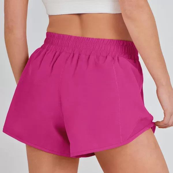 imageANRABESS Running Shorts for Women Quick Dry Athletic Sports Shorts Lightweight Active Workout Gym Shorts with Zip PocketHot Pink